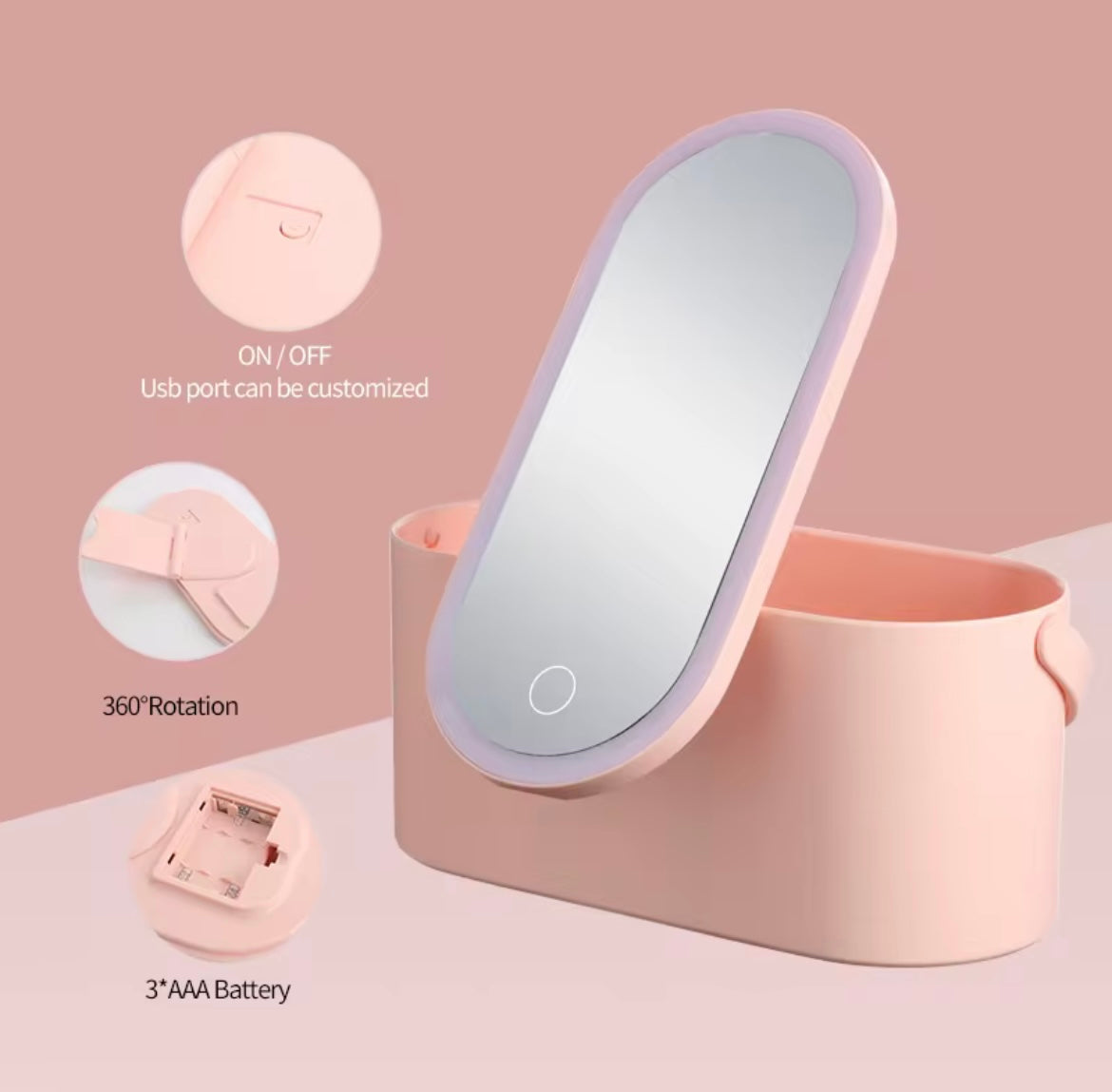 Glowa Makeup Bag with LED Mirror – Stay Organized & Glowing On the Go